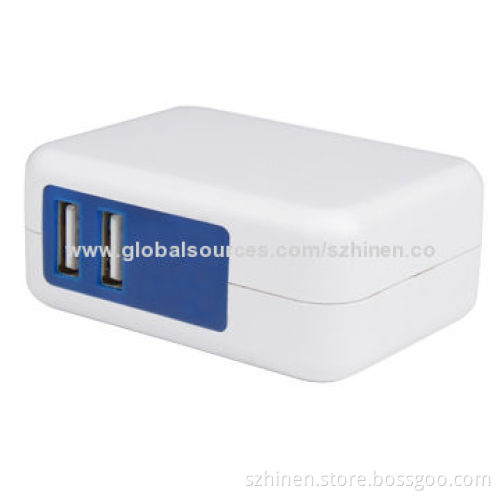 Travel charger with dual USB 5V/1A+2.4A output